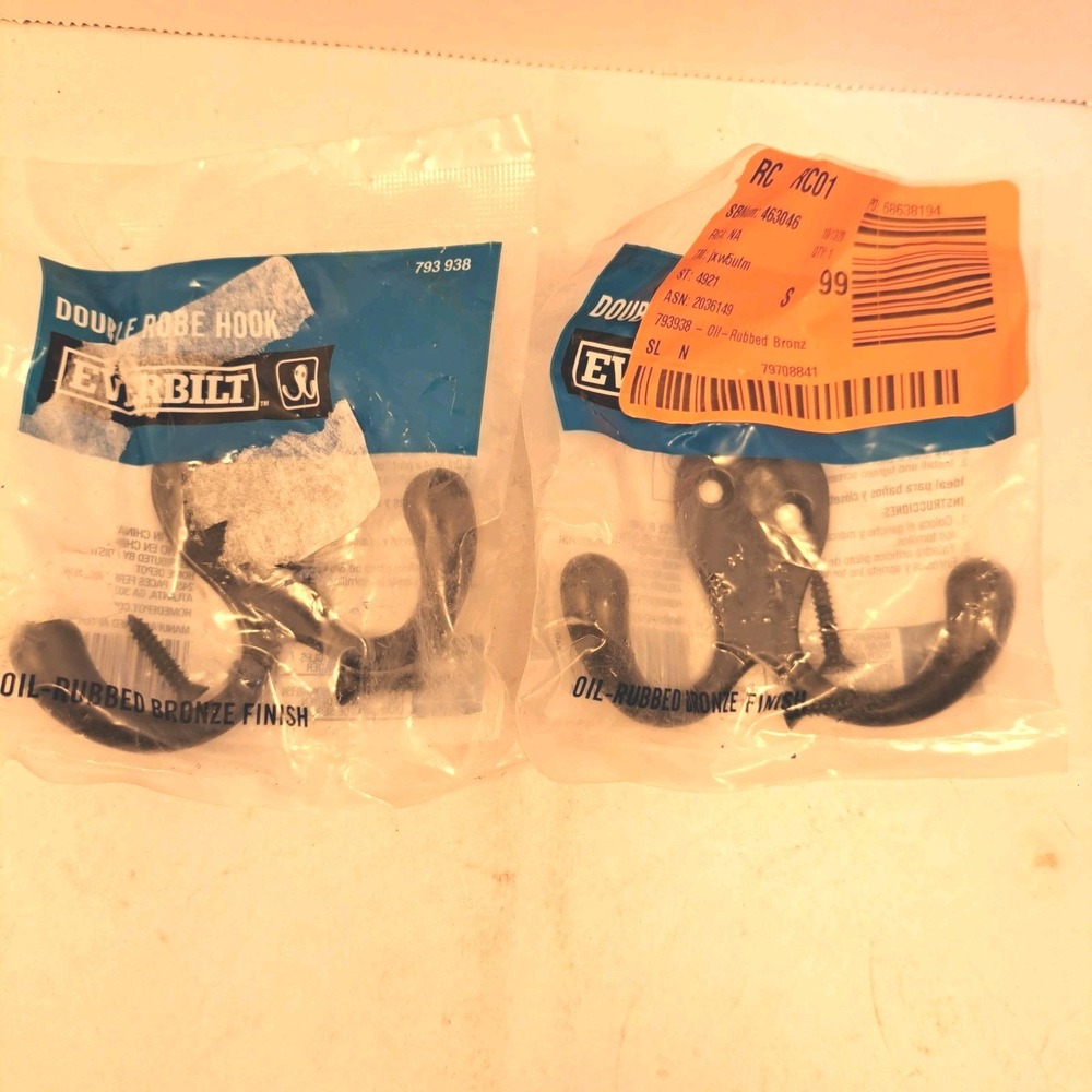 Everbilt Double Robe Hook Oil-Rubbed Bronze Finish 793 938 **Set of 2